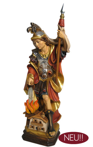 Heiliger Florian,Schutzpatron Feuerwehr,50 cm Poly Kirche Statue,gebeizt 