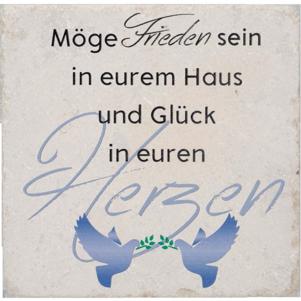 Naturstein-Haussegen "Möge Frieden sein..." 13 x 13 cm