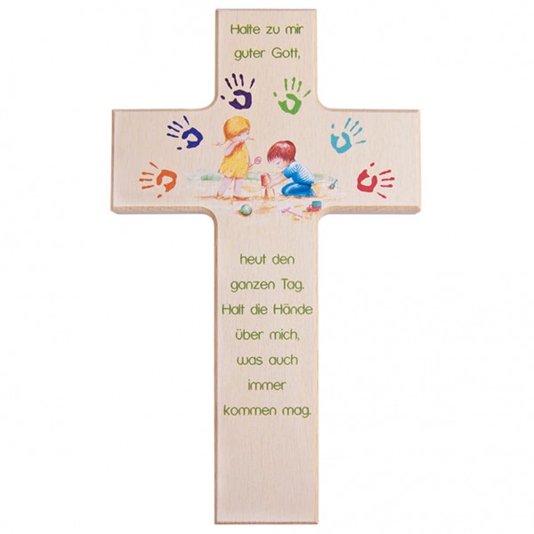 Kinderkreuz "Gottes Hände" Buche Natur 20 x 12 cm