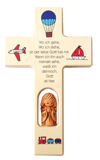 Kinderhände 20 x 12 cm Geschenk Kinderkreuz Holzkreuz weiß lackiert Motiv 