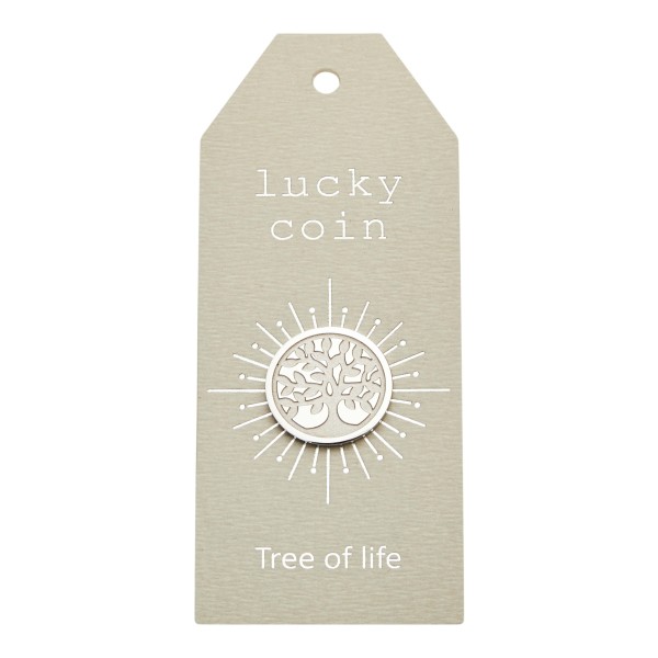 Glücksmünze / Einkaufswagenchip "lucky coin" Baum des Lebens Edelstahl