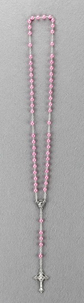 Rosenkranz mit Wachsperle gekettelt ca. 38 cm Pink