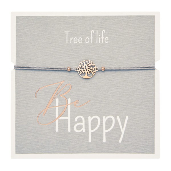 Armband "Be Happy" Baum des Lebens rosévergoldet