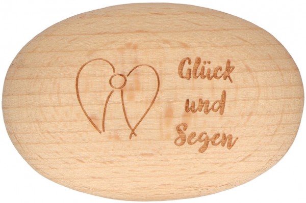 Handschmeichler "Glück und Segen" Buchenholz 6 x 4 cm