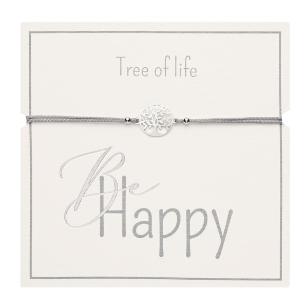 Armband "Be Happy" Baum des Lebens Edelstahl