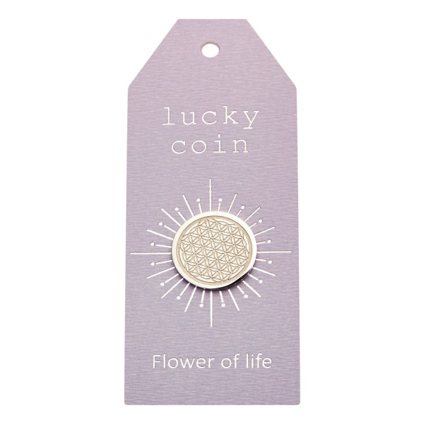 Glücksmünze / Einkaufswagenchip "lucky coin" Blume des Lebens Edelstahl